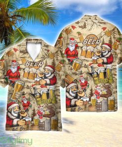 Drinking Beer With Santa Claus AOP Hawaiian Shirt Beach Lover Gift Men And Women Shirt Product Photo 1