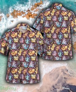 Eeveelutions Seamless Pattern Contemporary AOP Hawaiian Shirt And Short Combo For Men And Women - Eeveelutions Seamless Pattern Hawaiian Shirt_1