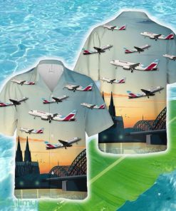 Eurowings Airbus A319-100 Over Cologne Hawaiian Shirt - Eurowings Airbus A319-100 Over Cologne Hawaiian Shirt