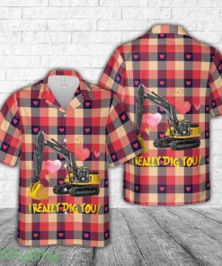 Excavator I Really Dig You Valentine 3D Hawaiian Shirt short sleeve Men And Women Shirt Product Photo 1
