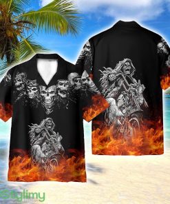 Flame Skull Riding Motobike AOP Hawaiian Shirt Beach Lover Gift Men And Women Shirt Product Photo 1
