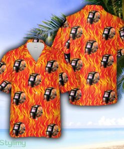 FLAMING SKULL Welding Helmet Hawaiian Shirt - FLAMING SKULL Welding Helmet Hawaiian Shirt