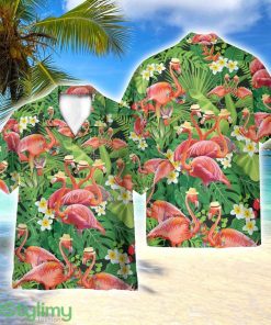 Flamingo In Tropical Green Leaves AOP Hawaiian Shirt Beach Lover Gift Men And Women Shirt Product Photo 1