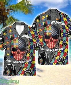 For My Son Warrior Fighting Autism Awareness AOP Hawaiian Shirt Beach Lover Gift Men And Women Shirt Product Photo 1