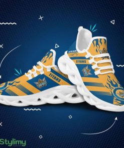 Gold Coast Titans Logo Custom Name Pattern 3D Max Soul Sneaker Shoes In Blue And Yellow - Gold Coast Titans Logo Custom Name Pattern 3D Max Soul Sneaker Shoes In Blue And Yellow_2