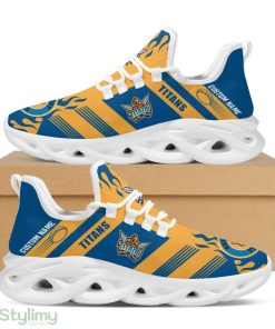 Gold Coast Titans Logo Custom Name Pattern 3D Max Soul Sneaker Shoes In Blue And Yellow - Gold Coast Titans Logo Custom Name Pattern 3D Max Soul Sneaker Shoes In Blue And Yellow_1