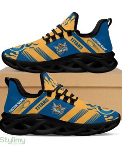 Gold Coast Titans Logo Custom Name Pattern 3D Max Soul Sneaker Shoes In Blue And Yellow - Gold Coast Titans Logo Custom Name Pattern 3D Max Soul Sneaker Shoes In Blue And Yellow_4