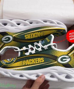 Green Bay Packers Logo Pattern Custom Name 3D Max Soul Sneaker Shoes In Green - Green Bay Packers Logo Pattern Custom Name 3D Max Soul Sneaker Shoes In Green_2