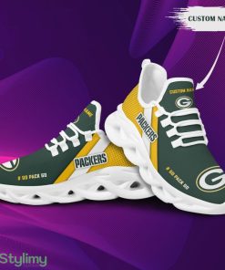 Green Bay Packers Pattern Custom Name 3D Max Soul Sneaker Shoes In Green And Yellow - Green Bay Packers Pattern Custom Name 3D Max Soul Sneaker Shoes In Green And Yellow_2