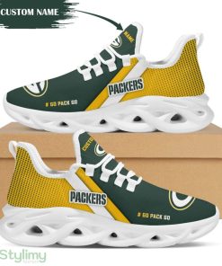 Green Bay Packers Pattern Custom Name 3D Max Soul Sneaker Shoes In Green And Yellow - Green Bay Packers Pattern Custom Name 3D Max Soul Sneaker Shoes In Green And Yellow_1