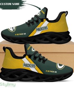 Green Bay Packers Pattern Custom Name 3D Max Soul Sneaker Shoes In Green And Yellow - Green Bay Packers Pattern Custom Name 3D Max Soul Sneaker Shoes In Green And Yellow_4