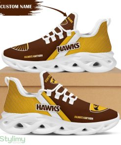Hawthorn Hawks Logo Custom Name Pattern 3D Max Soul Sneaker Shoes In Yellow And Brown - Hawthorn Hawks Logo Custom Name Pattern 3D Max Soul Sneaker Shoes In Yellow And Brown_1