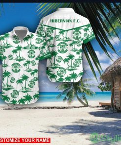 Hibernian F.C. Custom Name 3D Hawaii Shirt Coconut Pattern Beach Shirt Product Photo 1