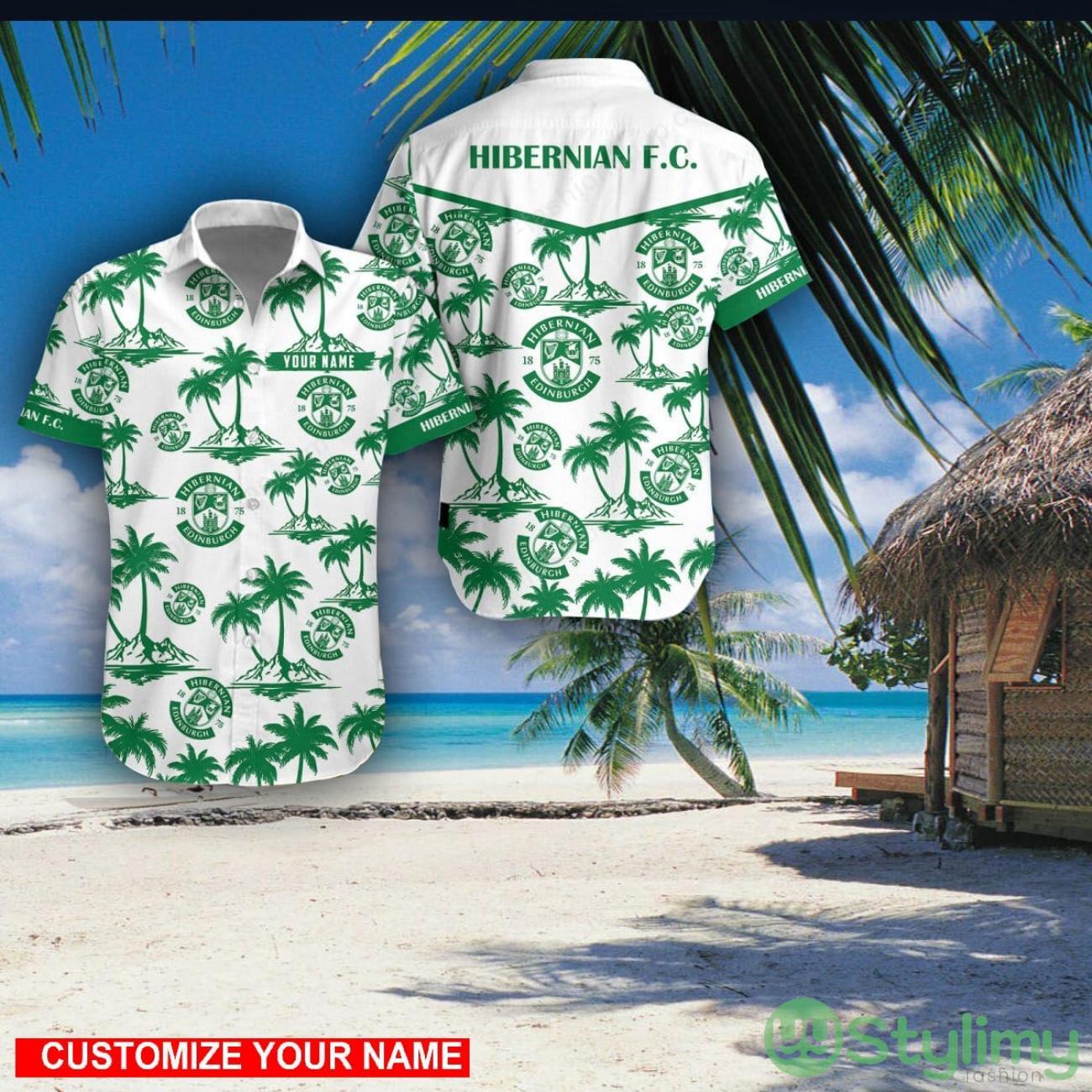 Hibernian F.C. Custom Name 3D Hawaii Shirt Coconut Pattern Beach Shirt 2 Hibernian F.C. Custom Name 3D Hawaii Shirt Coconut Pattern Beach Shirt Product Photo 1