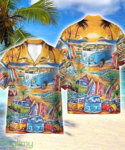Hippie Camper Vans Surfing On The Beach AOP Hawaiian Shirt Beach Lover Gift Men And Women Shirt Product Photo 1