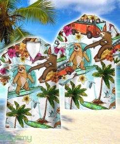 Hippie Camping Sloth Surfing Summer Beach AOP Hawaiian Shirt Beach Lover Gift Men And Women Shirt Product Photo 1