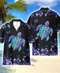 Holographic Turtle And Butterflies AOP Hawaiian Shirt Beach Lover Gift Men And Women Shirt Product Photo 1