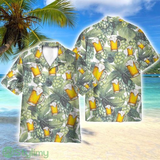 Hops And Craft Beer In Tropical Green Leaves AOP Hawaiian Shirt Beach Lover Gift Men And Women Shirt Product Photo 1