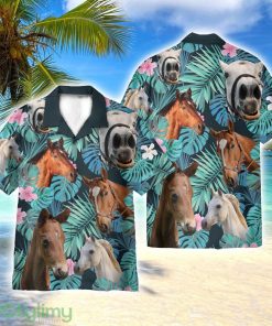 Horse In Tropical Green Leaves AOP Hawaiian Shirt Beach Lover Gift Men And Women Shirt Product Photo 1