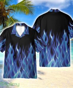Hot Rod Car Blue Flame Pattern AOP Hawaiian Shirt Beach Lover Gift Men And Women Shirt Product Photo 1