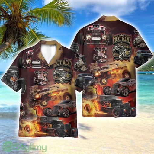 Hot Rod Car On Fire AOP Hawaiian Shirt Beach Lover Gift Men And Women Shirt Product Photo 1