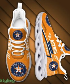 Houston Astros Logo Custom Name Pattern 3D Max Soul Sneaker Shoes In Orange - Houston Astros Logo Custom Name Pattern 3D Max Soul Sneaker Shoes In Orange_2