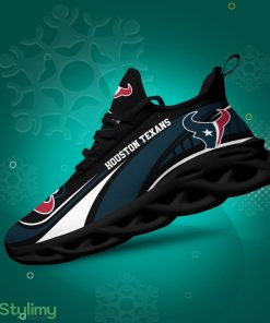 Houston Texans Logo Curve Line Pattern 3D Max Soul Sneaker Shoes - Houston Texans Logo Curve Line Pattern Custom Name 3D Max Soul Sneaker Shoes_3