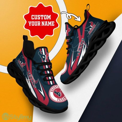 Houston Texans Logo Line Pattern Custom Name 3D Max Soul Sneaker Shoes