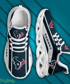 Houston Texans Logo Pattern Custom Name 3D Max Soul Sneaker Shoes In White And Blue - Houston Texans Logo Pattern Custom Name 3D Max Soul Sneaker Shoes In White And Blue_3