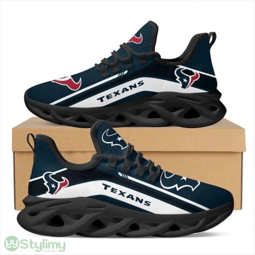 Houston Texans Logo Pattern Custom Name 3D Max Soul Sneaker Shoes In White And Blue