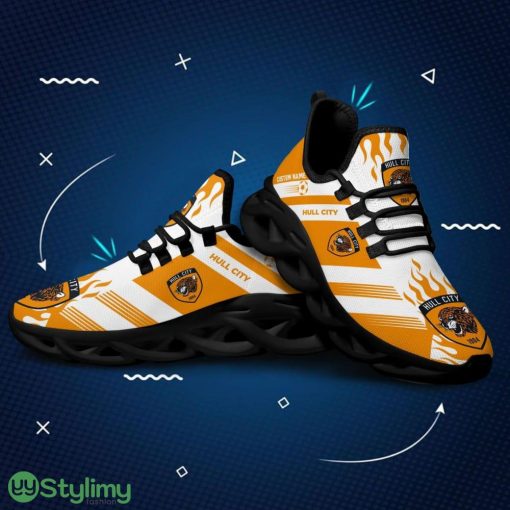 Hull City AFC Logo Fire Pattern Custom Name 3D Max Soul Sneaker Shoes