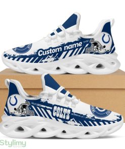 Indianapolis Colts Logo Pattern Custom Name 3D Max Soul Sneaker Shoes In Blue And White - Indianapolis Colts Logo Pattern Custom Name 3D Max Soul Sneaker Shoes In Blue And White_1