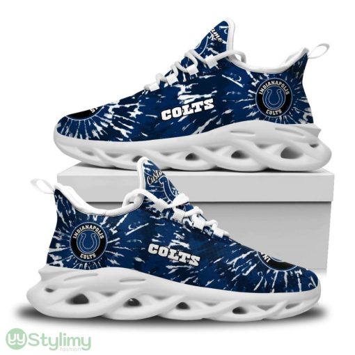 Indianapolis Colts Logo Tie Dye Pattern Custom Name 3D Max Soul Sneaker Shoes In Blue