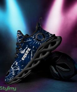 Indianapolis Colts Logo Tie Dye Pattern Custom Name 3D Max Soul Sneaker Shoes In Blue - Indianapolis Colts Logo Tie Dye Pattern Custom Name 3D Max Soul Sneaker Shoes In Blue_3