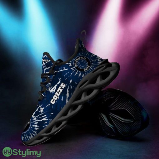 Indianapolis Colts Logo Tie Dye Pattern Custom Name 3D Max Soul Sneaker Shoes In Blue