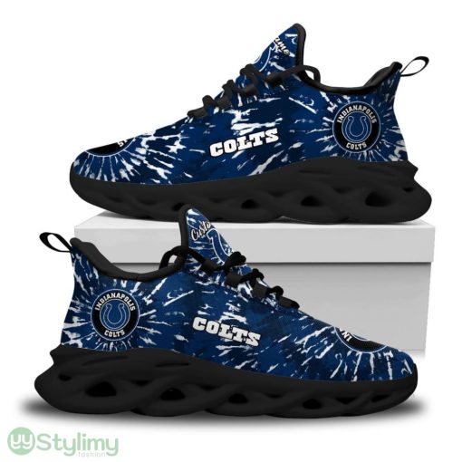 Indianapolis Colts Logo Tie Dye Pattern Custom Name 3D Max Soul Sneaker Shoes In Blue