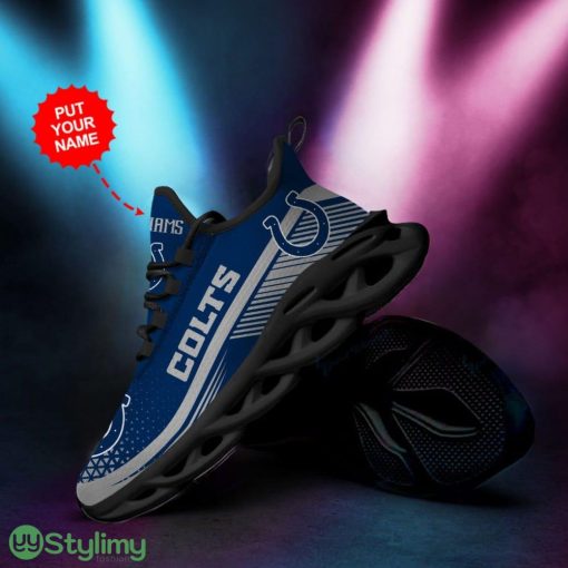 Indianapolis Colts Logo Triangle Pattern Custom Name 3D Max Soul Sneaker Shoes In Blue