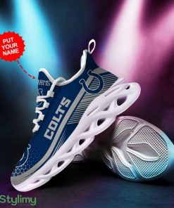 Indianapolis Colts Logo Triangle Pattern Custom Name 3D Max Soul Sneaker Shoes In Blue - Indianapolis Colts Logo Triangle Pattern Custom Name 3D Max Soul Sneaker Shoes In Blue_1