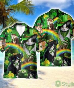Irish Saint Patricks Day Cats Shamrocks Shirt For Pet Lover 3D Printed Beach Shirt Men Women Hawaiian Shirt _2 Product Photo 1