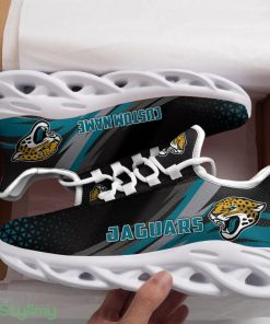 Jacksonville Jaguars Logo Custom Name Pattern 3D Max Soul Sneaker Shoes In Black Teal - Jacksonville Jaguars Logo Custom Name Pattern 3D Max Soul Sneaker Shoes In Black Teal_1