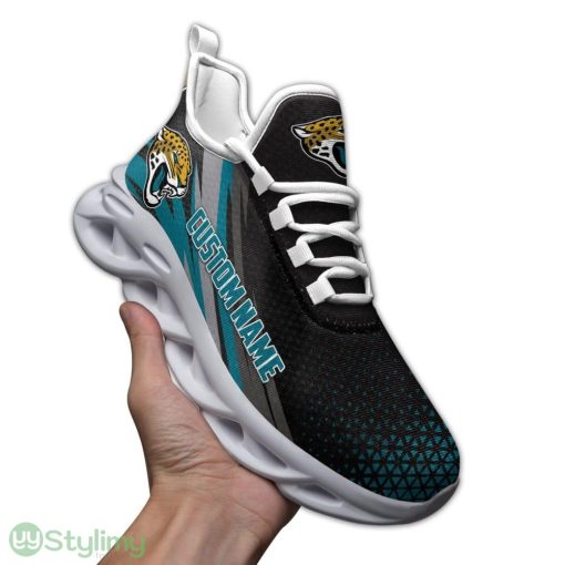 Jacksonville Jaguars Logo Custom Name Pattern 3D Max Soul Sneaker Shoes In Black Teal