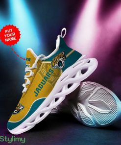 Jacksonville Jaguars Logo Pattern In Turquoise And Yellow Custom Name 3D Max Soul Sneaker Shoes - Jacksonville Jaguars Logo Pattern In Turquoise And Yellow Custom Name 3D Max Soul Sneaker Shoes_2