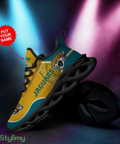 Jacksonville Jaguars Logo Pattern In Turquoise And Yellow Custom Name 3D Max Soul Sneaker Shoes - Jacksonville Jaguars Logo Pattern In Turquoise And Yellow Custom Name 3D Max Soul Sneaker Shoes_4