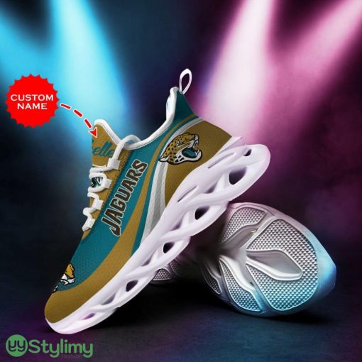 Jacksonville Jaguars Logo With Stripe Pattern Custom Name 3D Max Soul Sneaker Shoes