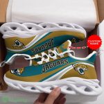 Jacksonville Jaguars Logo With Stripe Pattern Custom Name 3D Max Soul Sneaker Shoes - Jacksonville Jaguars Logo With Stripe Pattern Custom Name 3D Max Soul Sneaker Shoes_3