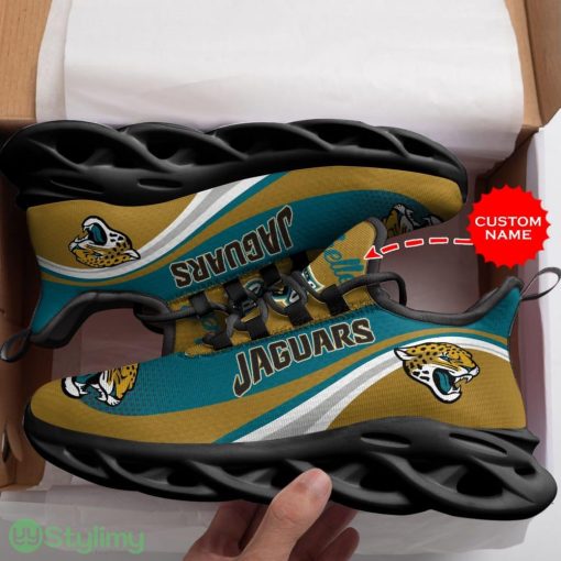 Jacksonville Jaguars Logo With Stripe Pattern Custom Name 3D Max Soul Sneaker Shoes