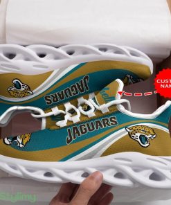 Jacksonville Jaguars Logo With Stripe Pattern Custom Name 3D Max Soul Sneaker Shoes - Jacksonville Jaguars Logo With Stripe Pattern Custom Name 3D Max Soul Sneaker Shoes_1