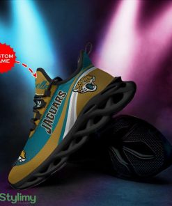 Jacksonville Jaguars Logo With Stripe Pattern Custom Name 3D Max Soul Sneaker Shoes - Jacksonville Jaguars Logo With Stripe Pattern Custom Name 3D Max Soul Sneaker Shoes_4