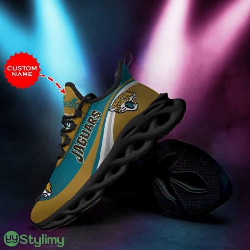 Jacksonville Jaguars Logo With Stripe Pattern Custom Name 3D Max Soul Sneaker Shoes