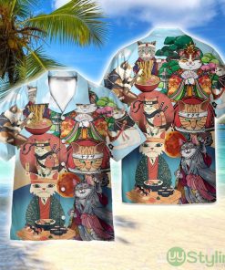 Japanese Neko Cat Funny Shirts 3D Printed Beach Shirt Men Women Hawaiian Shirt Product Photo 1
